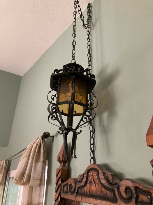[Updated] Just Added - Pair Of Vintage Mexican Spanish Wrought Iron Hanging Pendants Lanterns Light Fixtures [Photo 3]