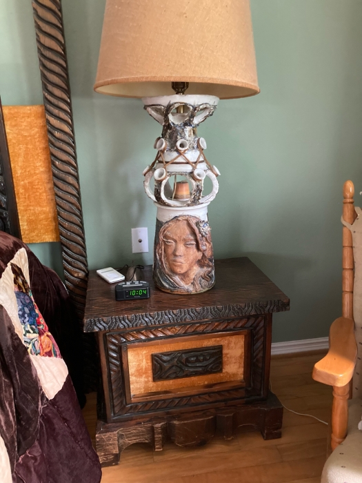 Just Added - Pair Of Vintage Mid-Century South American Carved Wooden Nightstands Cabinets 27W X 17D X 23H [Photo 10]