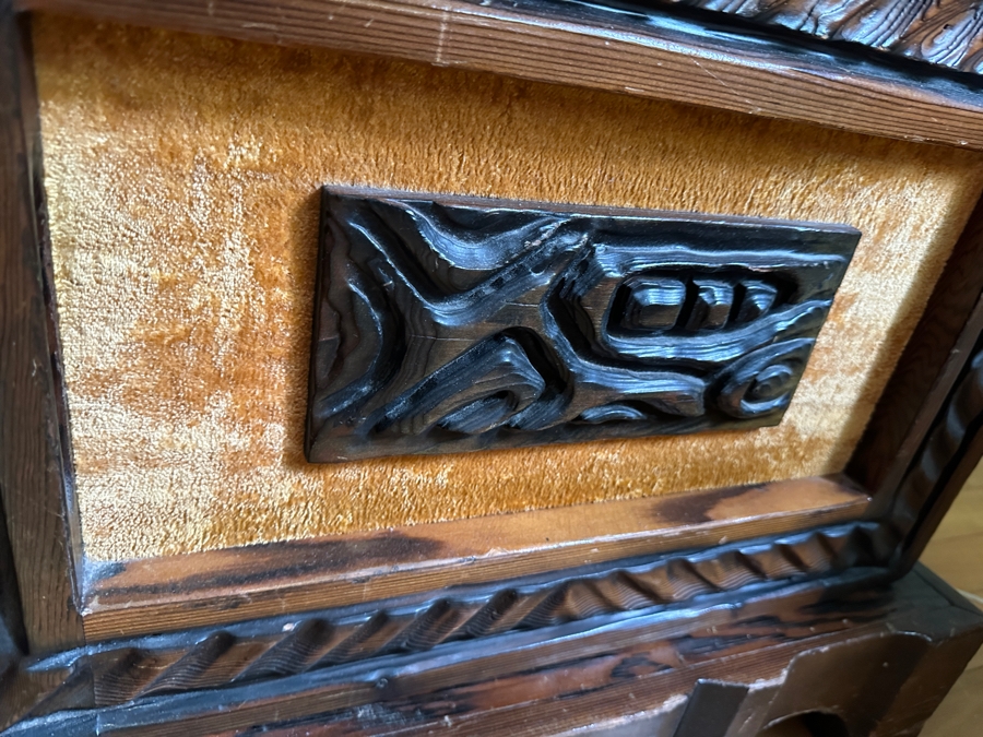 Just Added - Pair Of Vintage Mid-Century South American Carved Wooden Nightstands Cabinets 27W X 17D X 23H [Photo 8]