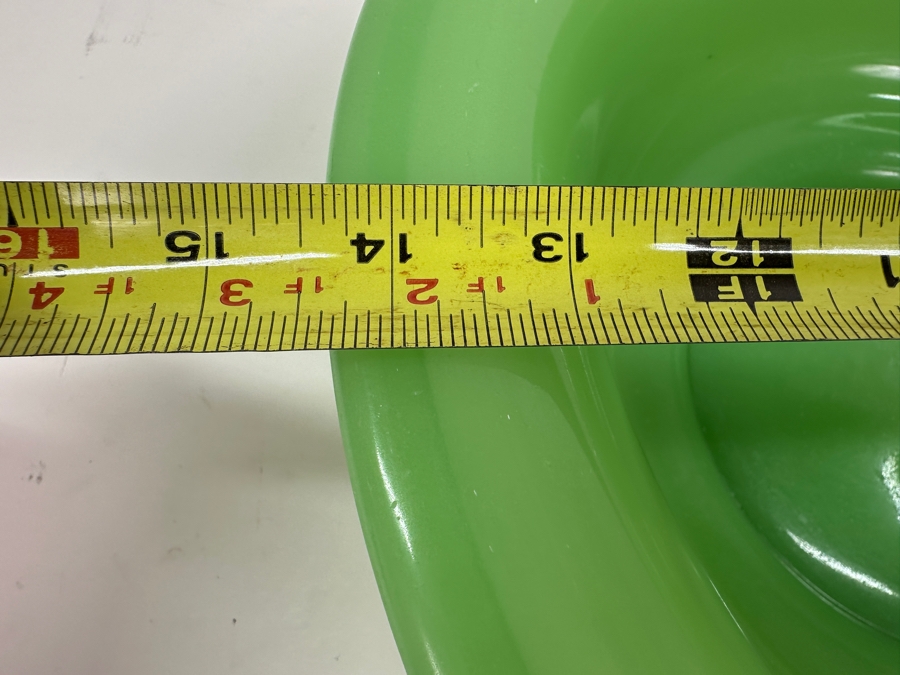Antique Opaline Glass: Large Green Bowl 14.5W X 4.75H Appraised $650 [Photo 11]