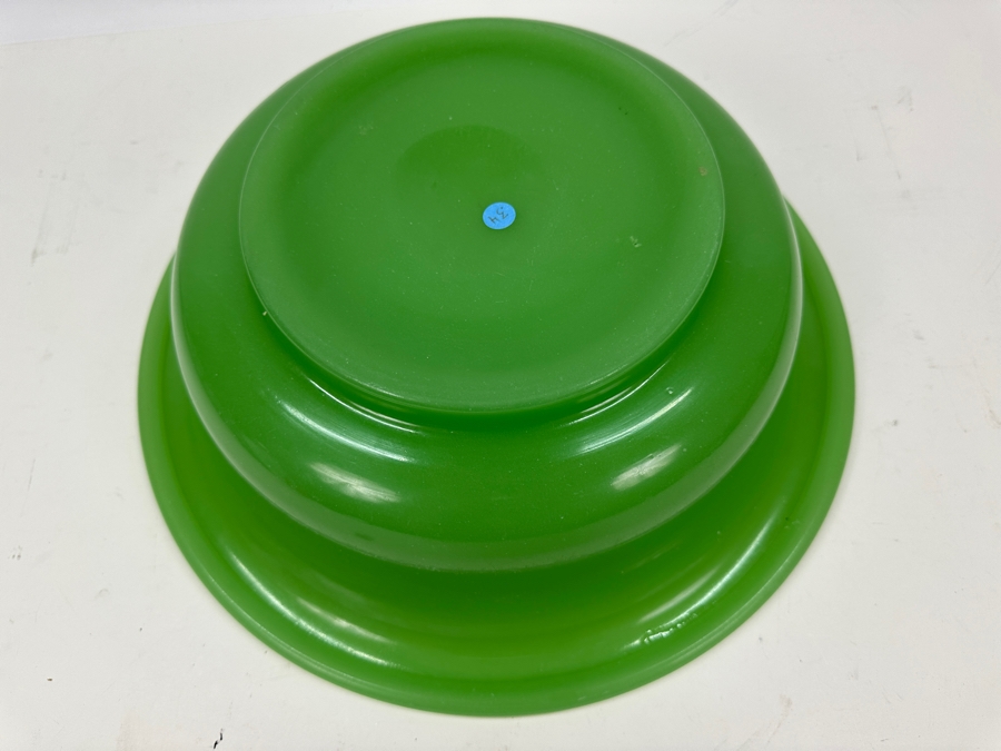 Antique Opaline Glass: Large Green Bowl 14.5W X 4.75H Appraised $650 [Photo 10]