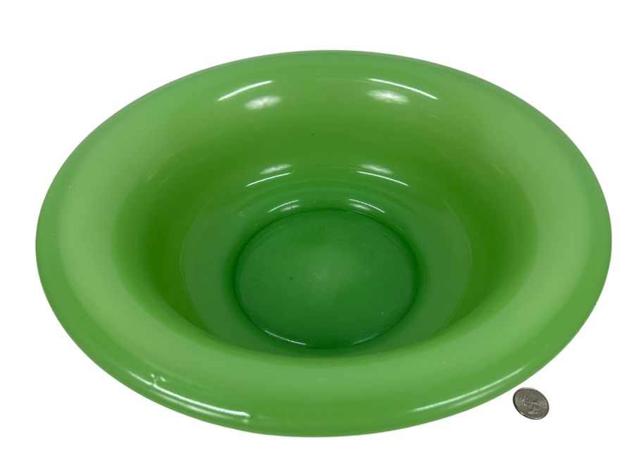 Antique Opaline Glass: Large Green Bowl 14.5W X 4.75H Appraised $650 [Photo 2]