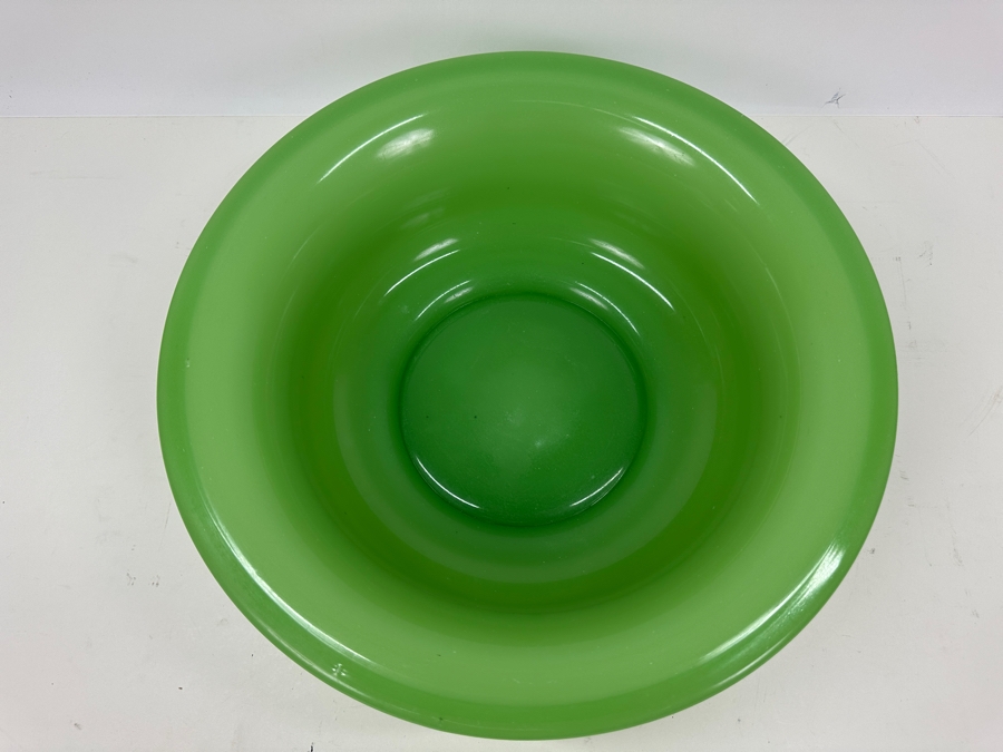 Antique Opaline Glass: Large Green Bowl 14.5W X 4.75H Appraised $650 [Photo 7]