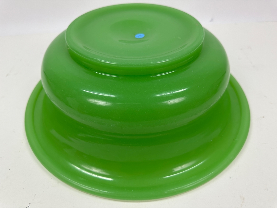 Antique Opaline Glass: Large Green Bowl 14.5W X 4.75H Appraised $650 [Photo 9]