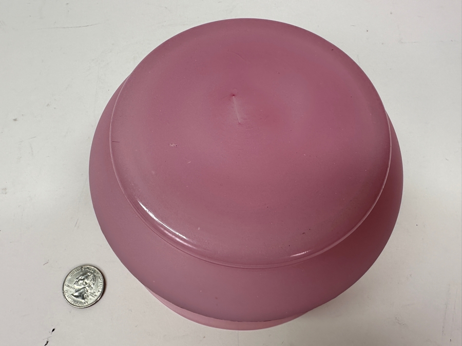 Antique Opaline Glass: Pink Hand Painted Vase 6'W X 3.25'H [Photo 6]