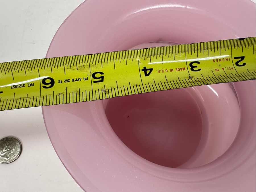 Antique Opaline Glass: Pink Hand Painted Vase 6'W X 3.25'H [Photo 7]