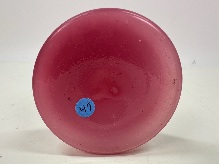 Antique Opaline Glass: Pink Vase With Scallop Top Gold Rim 10.5'H Appraised $40 [Photo 5]