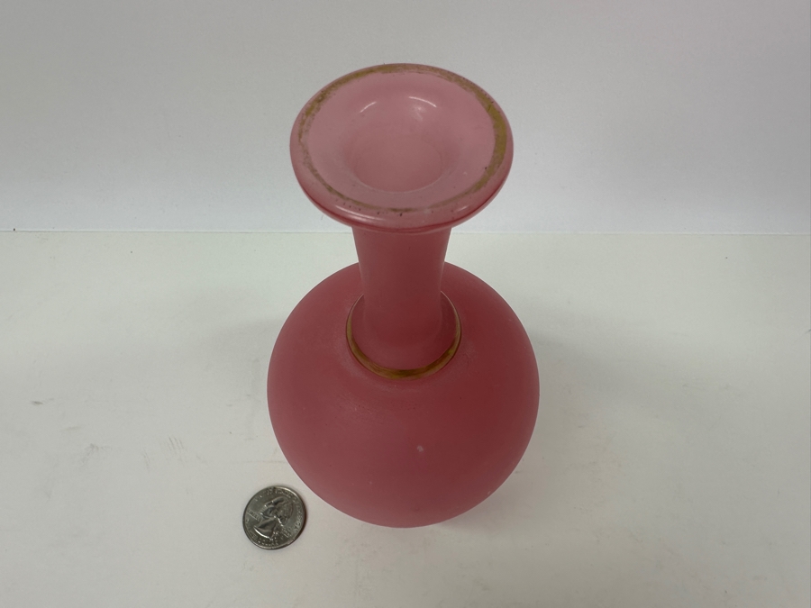 Antique Opaline Glass: Pink Bottle Without Stopper 6.5'H Appraised $45 [Photo 2]