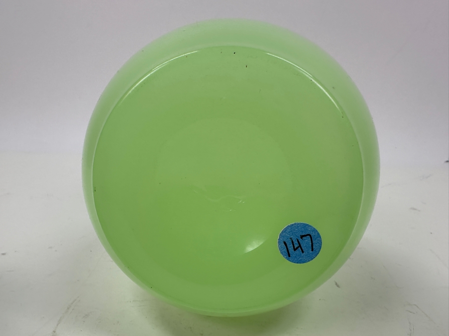 Antique Opaline Glass: Light Green Bottle With Flat Stopper 8'H Appraised $140 [Photo 6]