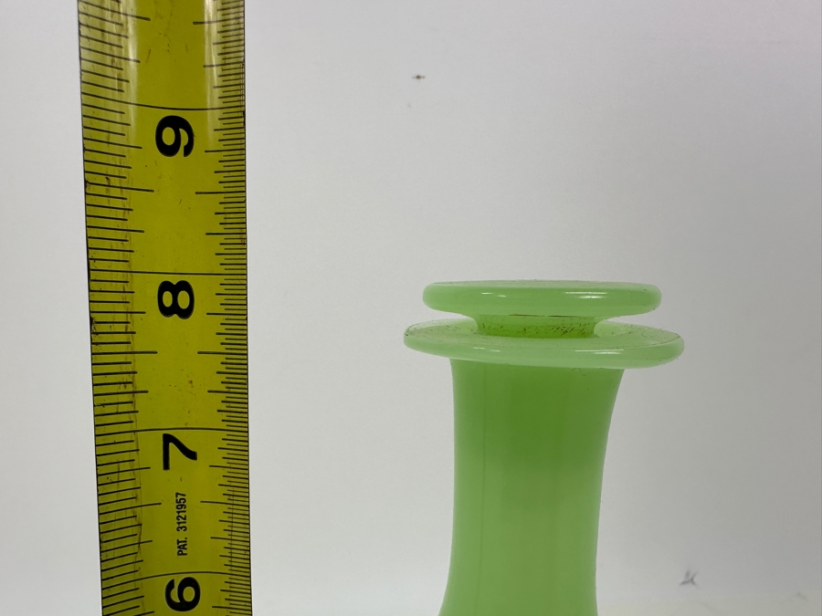 Antique Opaline Glass: Light Green Bottle With Flat Stopper 8'H Appraised $140 [Photo 7]