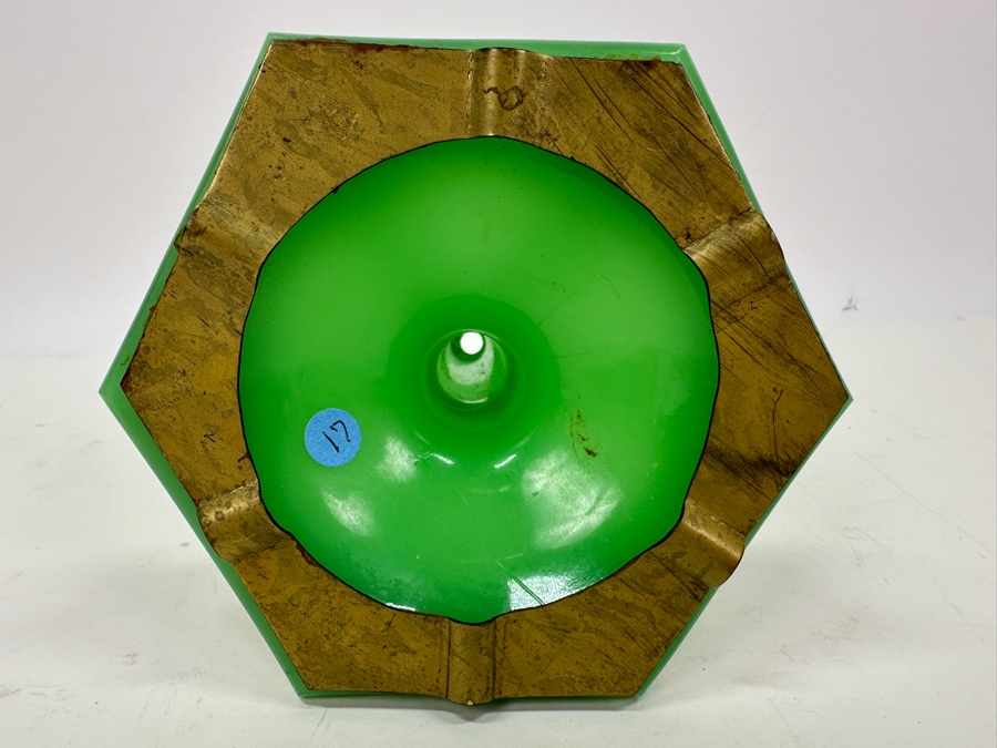 Antique Opaline Glass: Apple Green Candle Holder 8.25'H Appraised $275 [Photo 8]