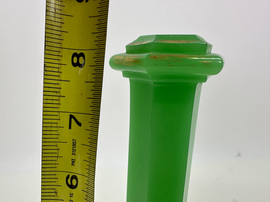 Antique Opaline Glass: Apple Green Candle Holder 8.25'H Appraised $275 [Photo 9]