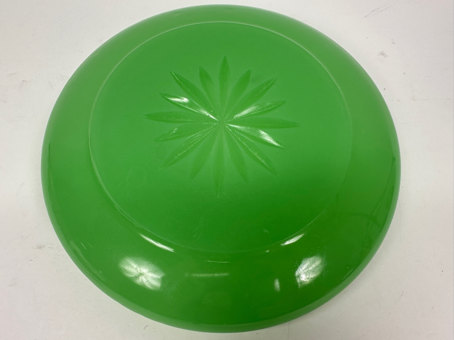 Antique Opaline Glass: Green Shallow Bowl With Starburst Bottom 10.25'W X 2'H [Photo 7]