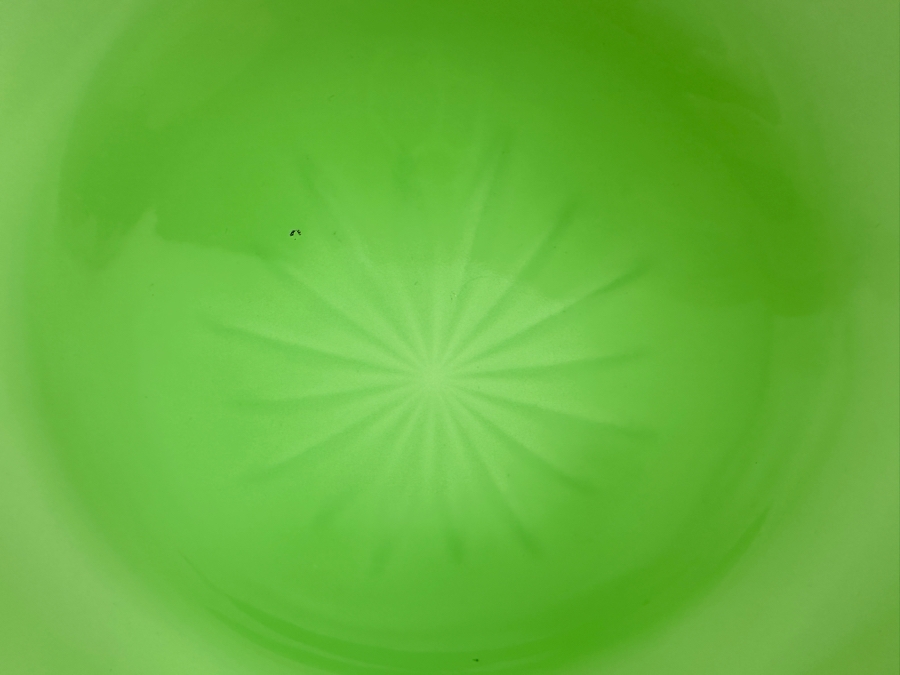Antique Opaline Glass: Green Shallow Bowl With Starburst Bottom 10.25'W X 2'H [Photo 9]
