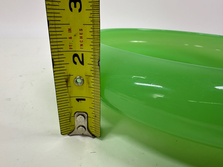Antique Opaline Glass: Green Shallow Bowl With Starburst Bottom 10.25'W X 2'H [Photo 10]