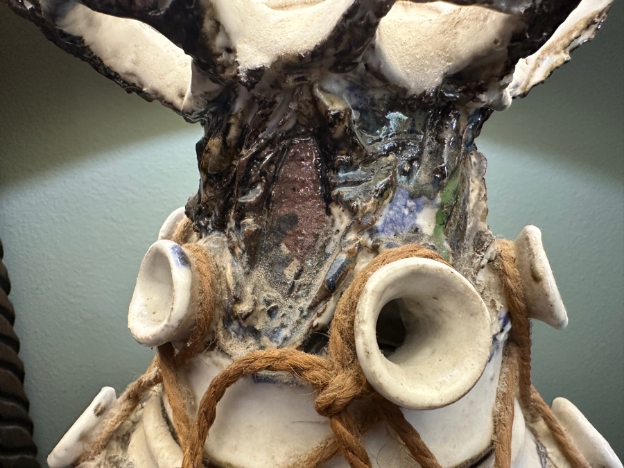 Impressive Mid-Century Large Art Pottery Table Lamp With Woman's Face 27'H [Photo 9]