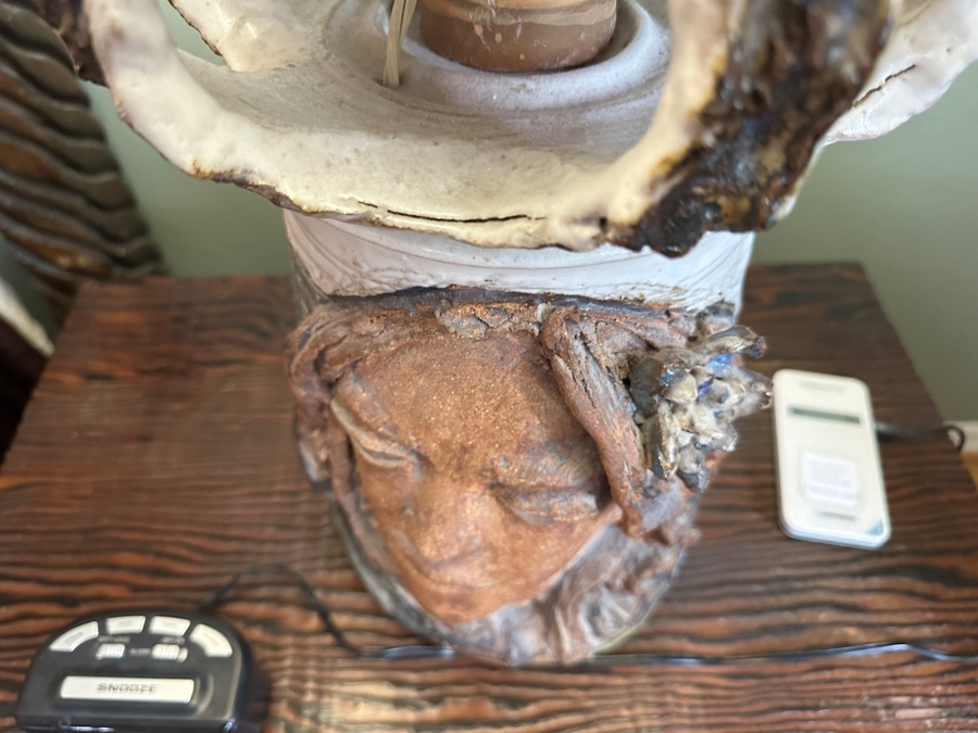 Impressive Mid-Century Large Art Pottery Table Lamp With Woman's Face 27'H [Photo 6]