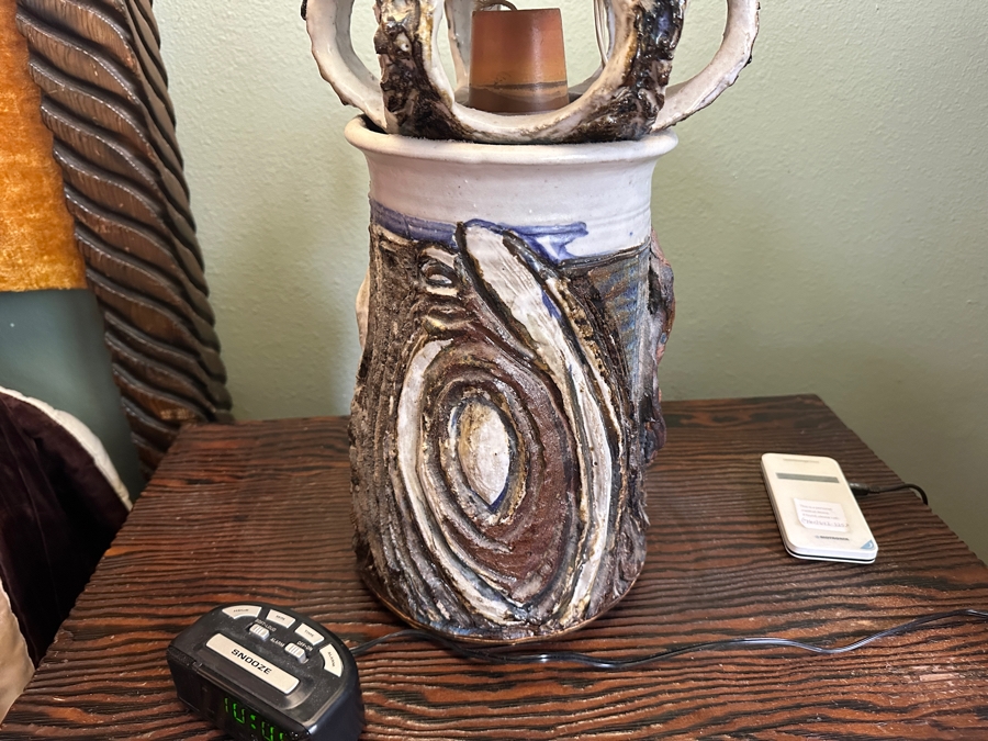 Impressive Mid-Century Large Art Pottery Table Lamp With Woman's Face 27'H [Photo 8]