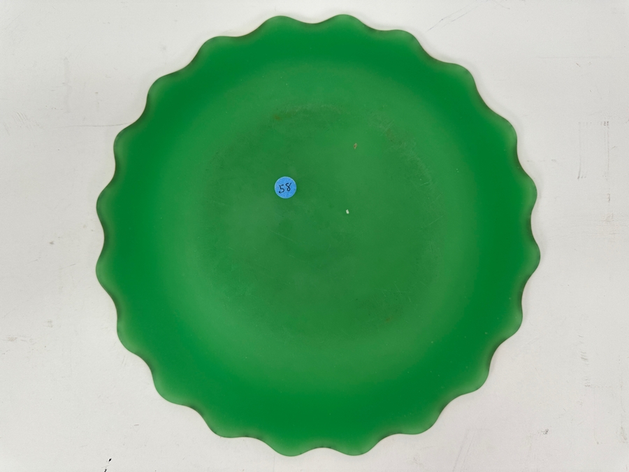 Antique Opaline Glass: Green Scalloped Plate With Gold Trim 11.25'W Appraised $150 [Photo 5]