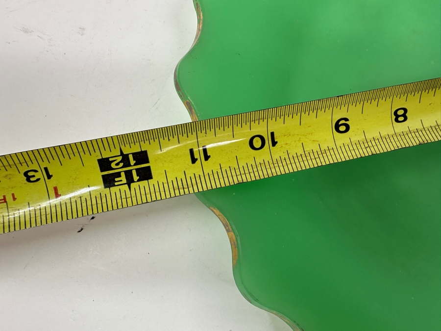 Antique Opaline Glass: Green Scalloped Plate With Gold Trim 11.25'W Appraised $150 [Photo 6]