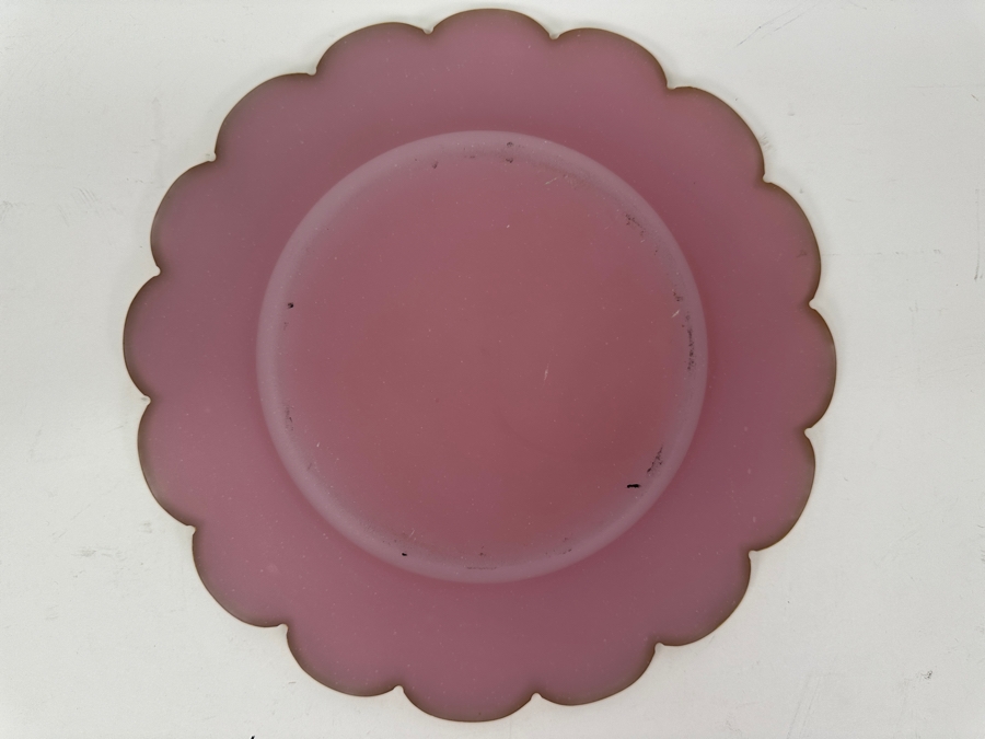 Antique Opaline Glass: Pink Scalloped Plate With Gold Trim 11.25'W Appraised $150 [Photo 6]