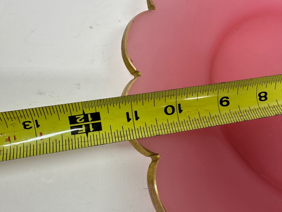Antique Opaline Glass: Pink Scalloped Plate With Gold Trim 11.25'W Appraised $150 [Photo 7]