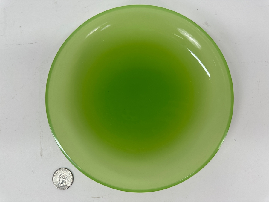 Antique Opaline Glass: Green Plate 7.75'H Appraised $55 [Photo 2]
