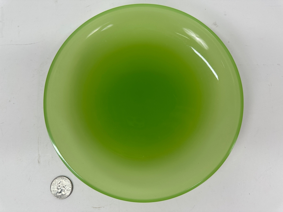 Antique Opaline Glass: Green Plate 7.75'H Appraised $55 [Photo 3]