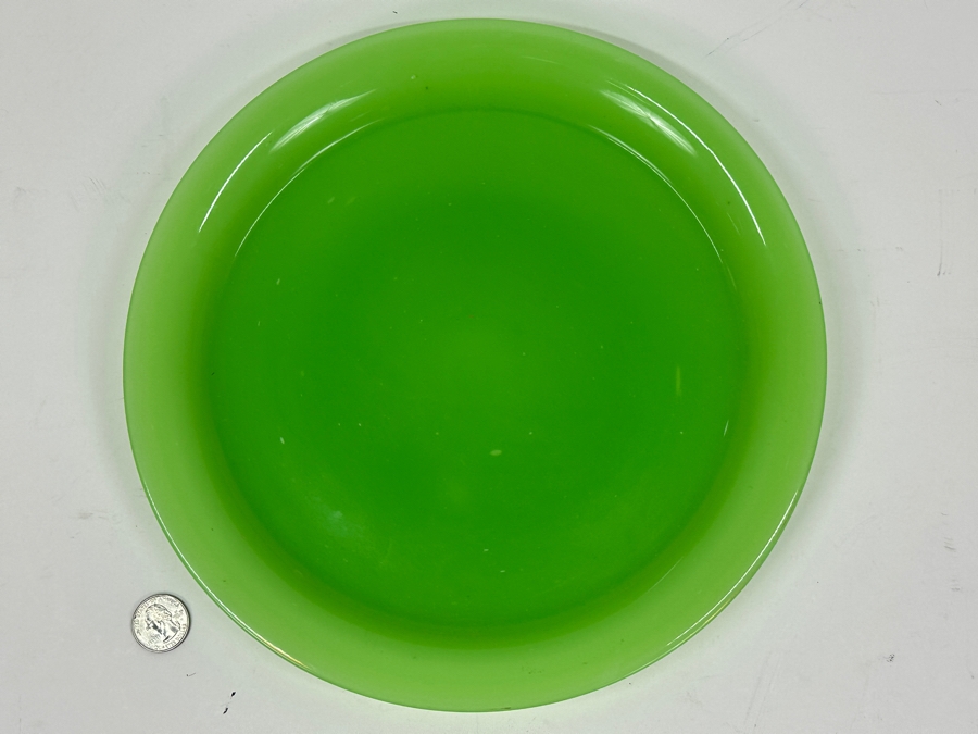 Antique Opaline Glass: Apple Green Plate 11.5'H Appraised $200 [Photo 2]