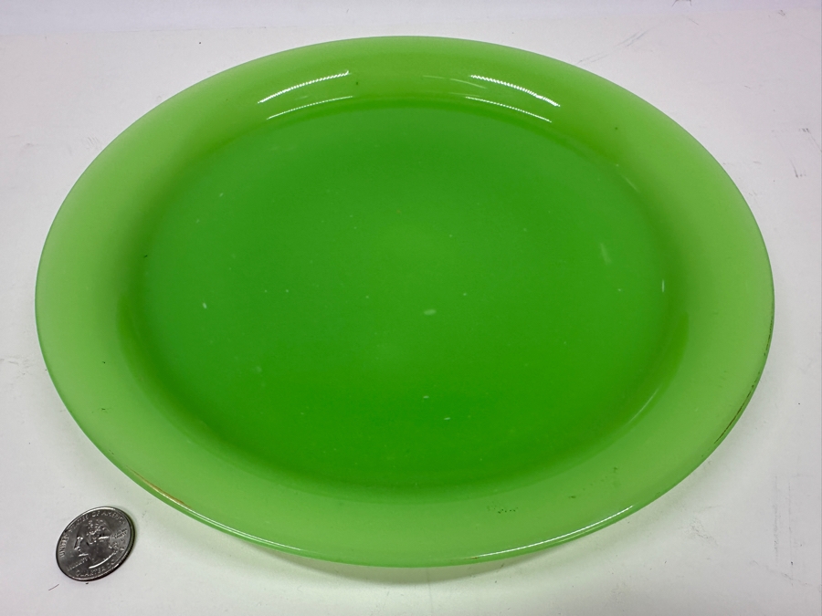 Antique Opaline Glass: Apple Green Plate 11.5'H Appraised $200 [Photo 4]