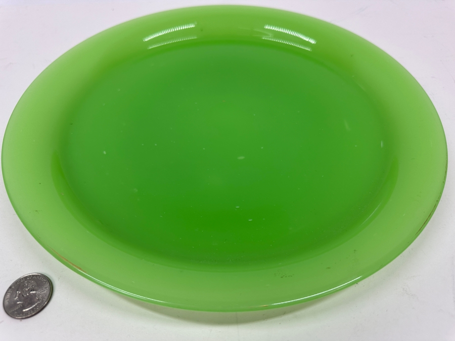 Antique Opaline Glass: Apple Green Plate 11.5'H Appraised $200 [Photo 5]