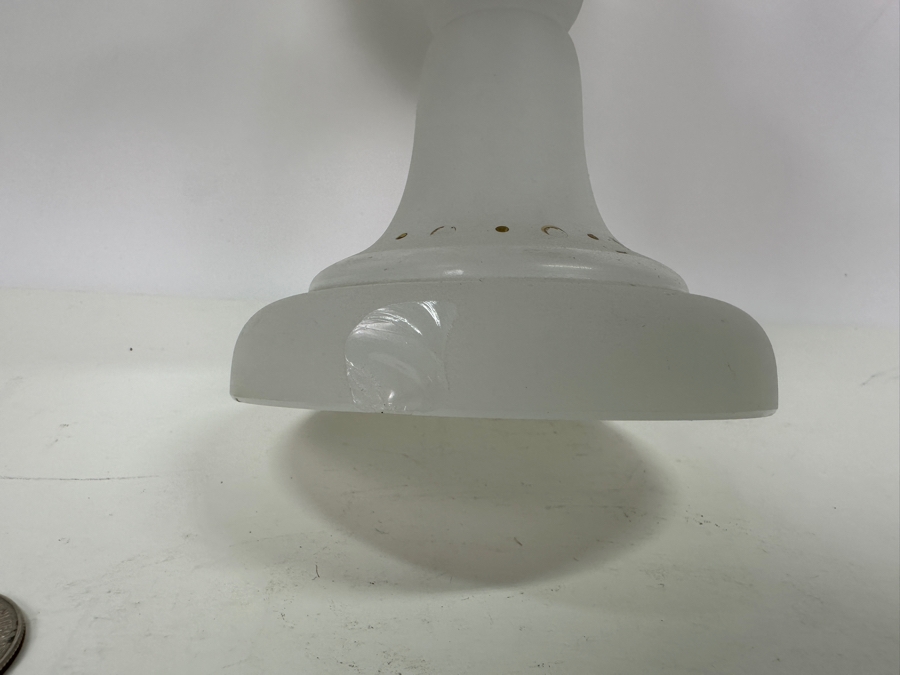 Antique Opaline Glass: White Open Compote With Red Decor Chip In Base & Rim 6.5'H X 6.75'H Appraised $50 [Photo 9]