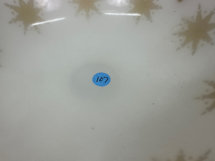 Antique Opaline Glass: White Open Compote With Red Decor Chip In Base & Rim 6.5'H X 6.75'H Appraised $50 [Photo 8]