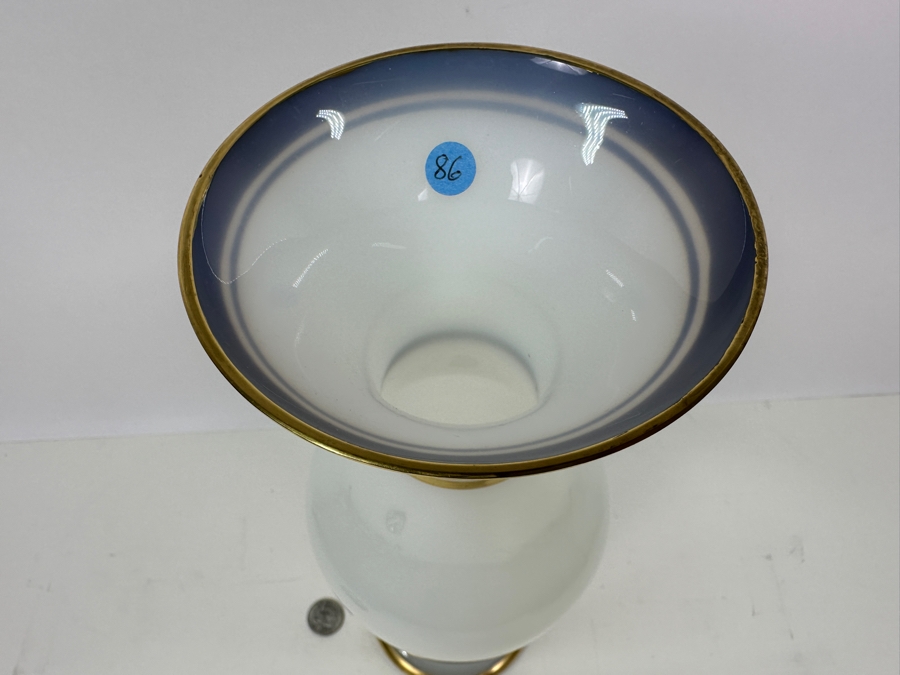 Antique Opaline Glass: Tall White Vase With Gold Trim 13.5'H Appraised $150 [Photo 6]