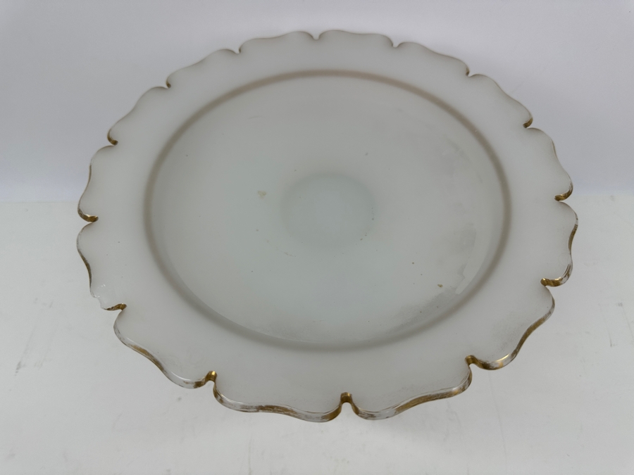 Antique Opaline Glass: White Compote With Applied Cobalt Blue Snake Chip In Rim 10.25'W X 7'H Appraised $300 [Photo 8]