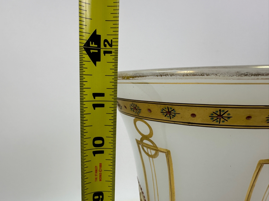 Antique Opaline Glass: Large White Vase With Gold & Red Decor Hole In Bottom (Lamp) 11.5'H Appraised $175 [Photo 11]