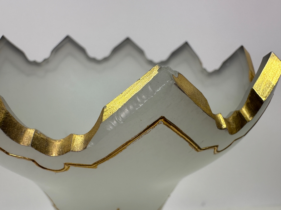 Antique Opaline Glass: Large White Hand Painted Vase Hole In Bottom Chip In Rim (Lamp) 1920 14.5'H Appraised $150 [Photo 7]