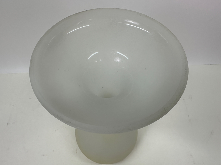Antique Opaline Glass: White Matte Chalice With Scallop Top And Gold Trim 12'H Appraised $175 [Photo 7]