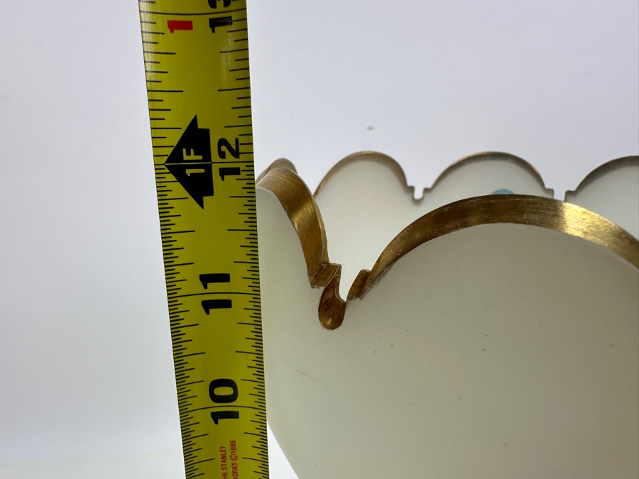 Antique Opaline Glass: White Matte Chalice With Scallop Top And Gold Trim 12'H Appraised $175 [Photo 8]