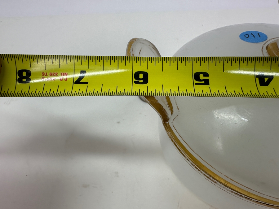 Antique Opaline Glass: White Handled Dish With Gold Decor 6.25'W X 5.5'H Appraised $150 [Photo 10]