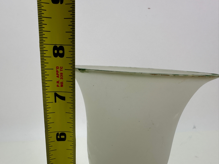 Antique Opaline Glass: White Goblet With Green Applied Snake 7.5'H Appraised $120 [Photo 9]