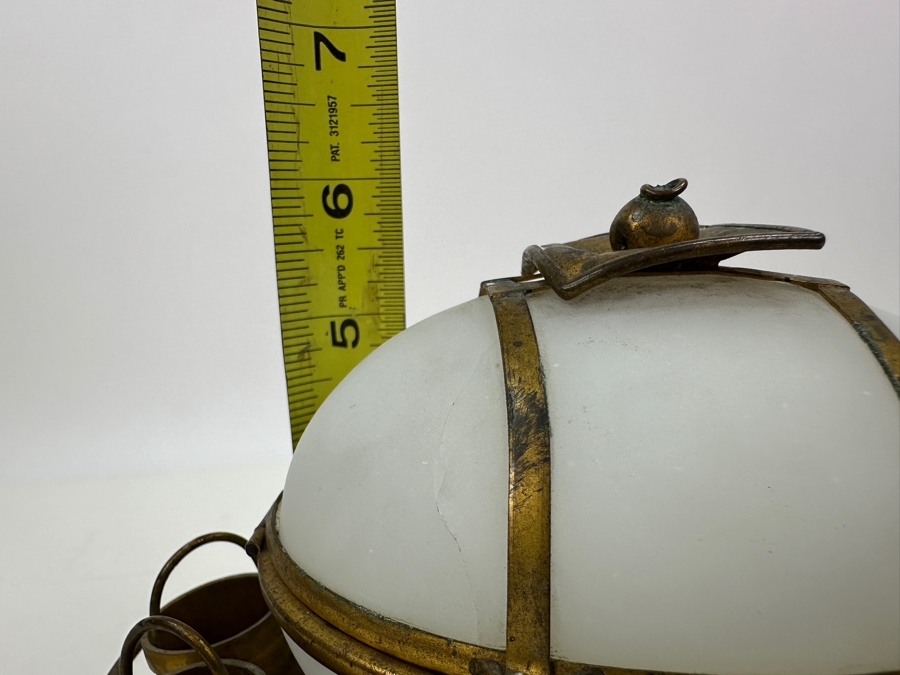 Antique Opaline Glass: White Egg With Gilt Metal Carriage Crack In Top Of Egg 10'W X 6'H Appraised $350 [Photo 18]