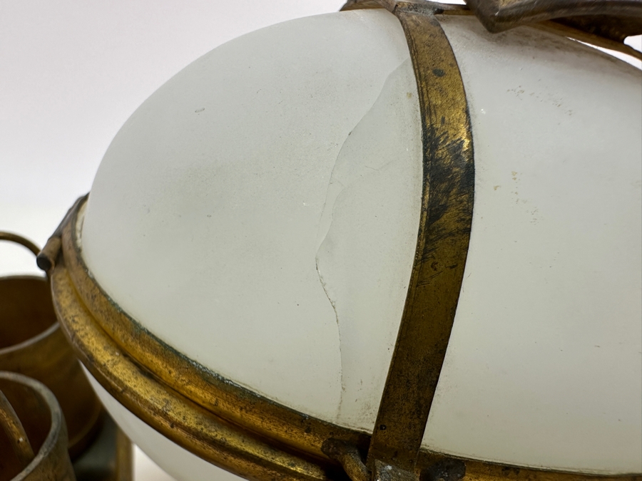 Antique Opaline Glass: White Egg With Gilt Metal Carriage Crack In Top Of Egg 10'W X 6'H Appraised $350 [Photo 8]