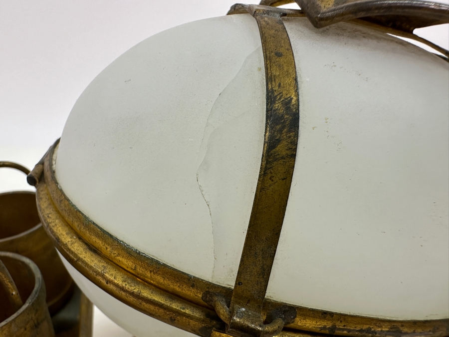 Antique Opaline Glass: White Egg With Gilt Metal Carriage Crack In Top Of Egg 10'W X 6'H Appraised $350 [Photo 9]