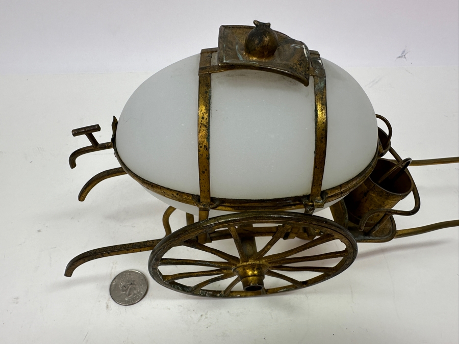 Antique Opaline Glass: White Egg With Gilt Metal Carriage Crack In Top Of Egg 10'W X 6'H Appraised $350 [Photo 7]