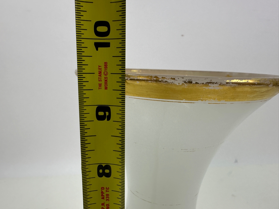 Antique Opaline Glass: White Vase With Gold Decor 9.5'H Appraised $275 [Photo 8]