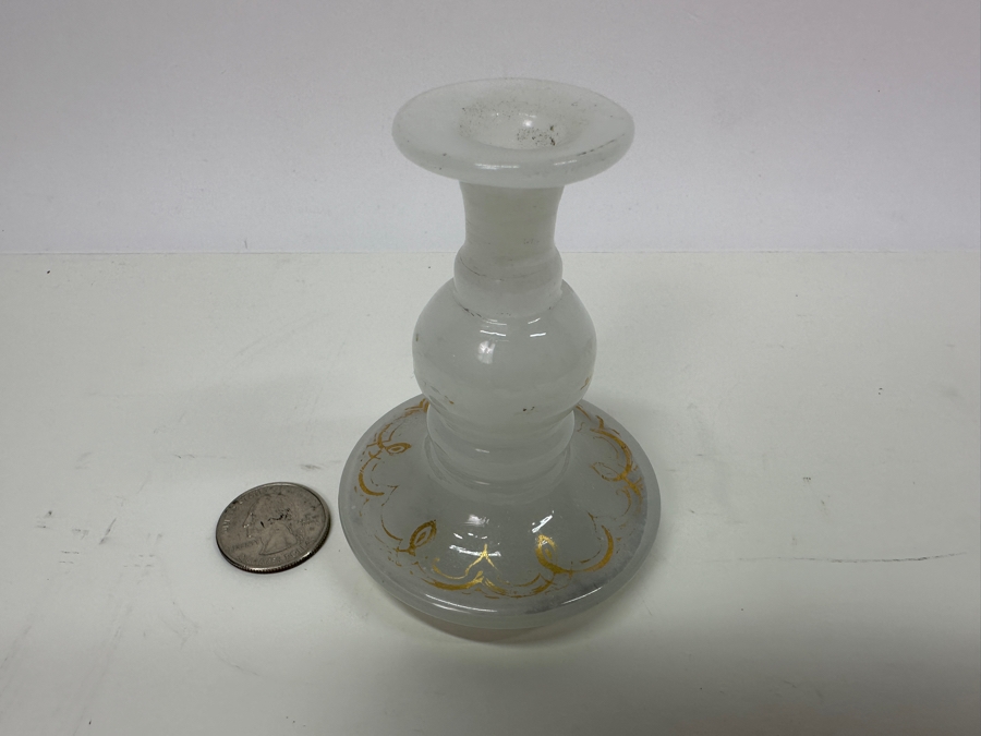 Antique Opaline Glass: White Perfume Bottle With Mismatched Stopper 4.5'H Appraised $45 [Photo 6]