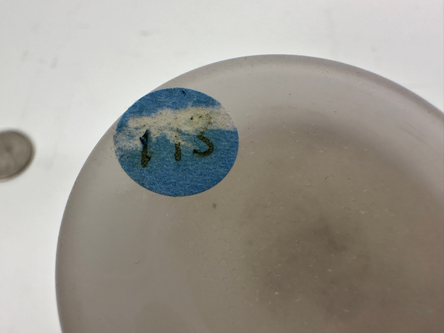 Antique Opaline Glass: White Bud Vase With Gold & White Hand Painted Decorations And Blue Trim 3.5'H Appraised $65 [Photo 9]