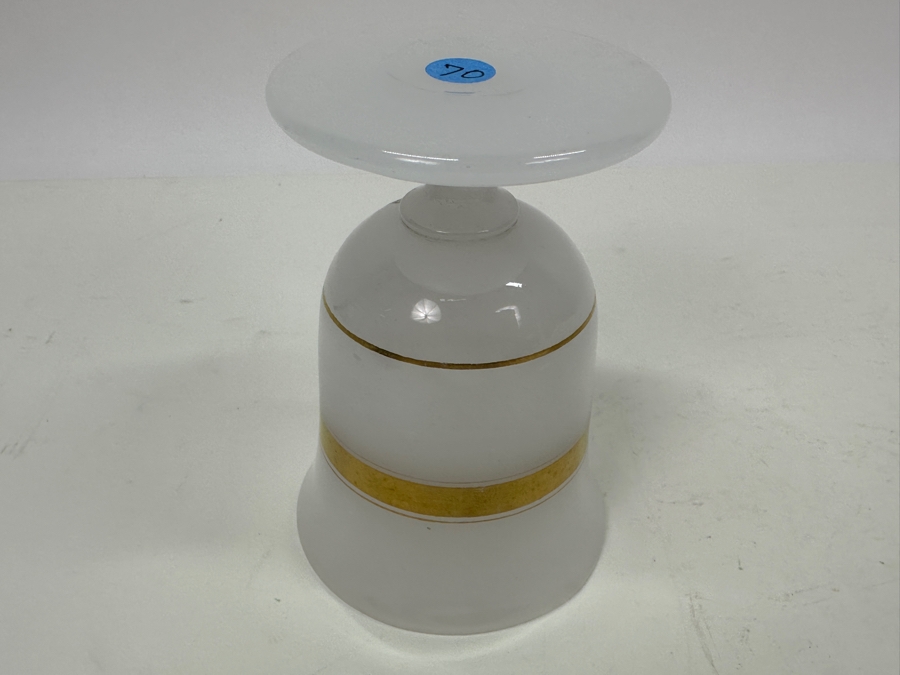 Antique Opaline Glass: White Footed Cup With Gold Decorations 4.25'H Appraised $50 [Photo 6]