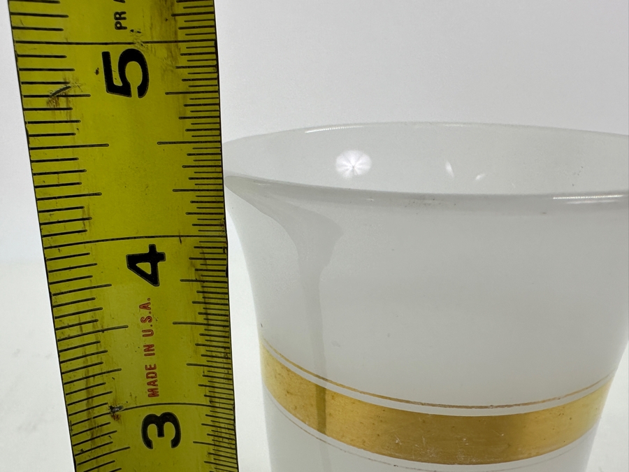 Antique Opaline Glass: White Footed Cup With Gold Decorations 4.25'H Appraised $50 [Photo 7]